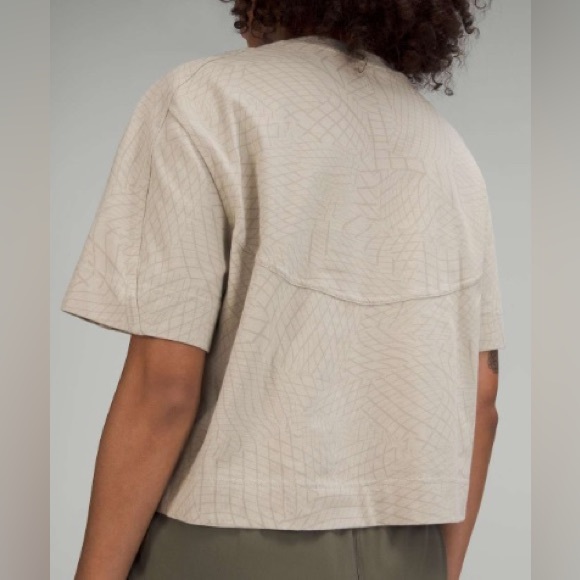 Lululemon Heavyweight Cotton T-Shirt - Size 4 - Gradiating Grid Raw Linen Multi - Picture 2 of 4